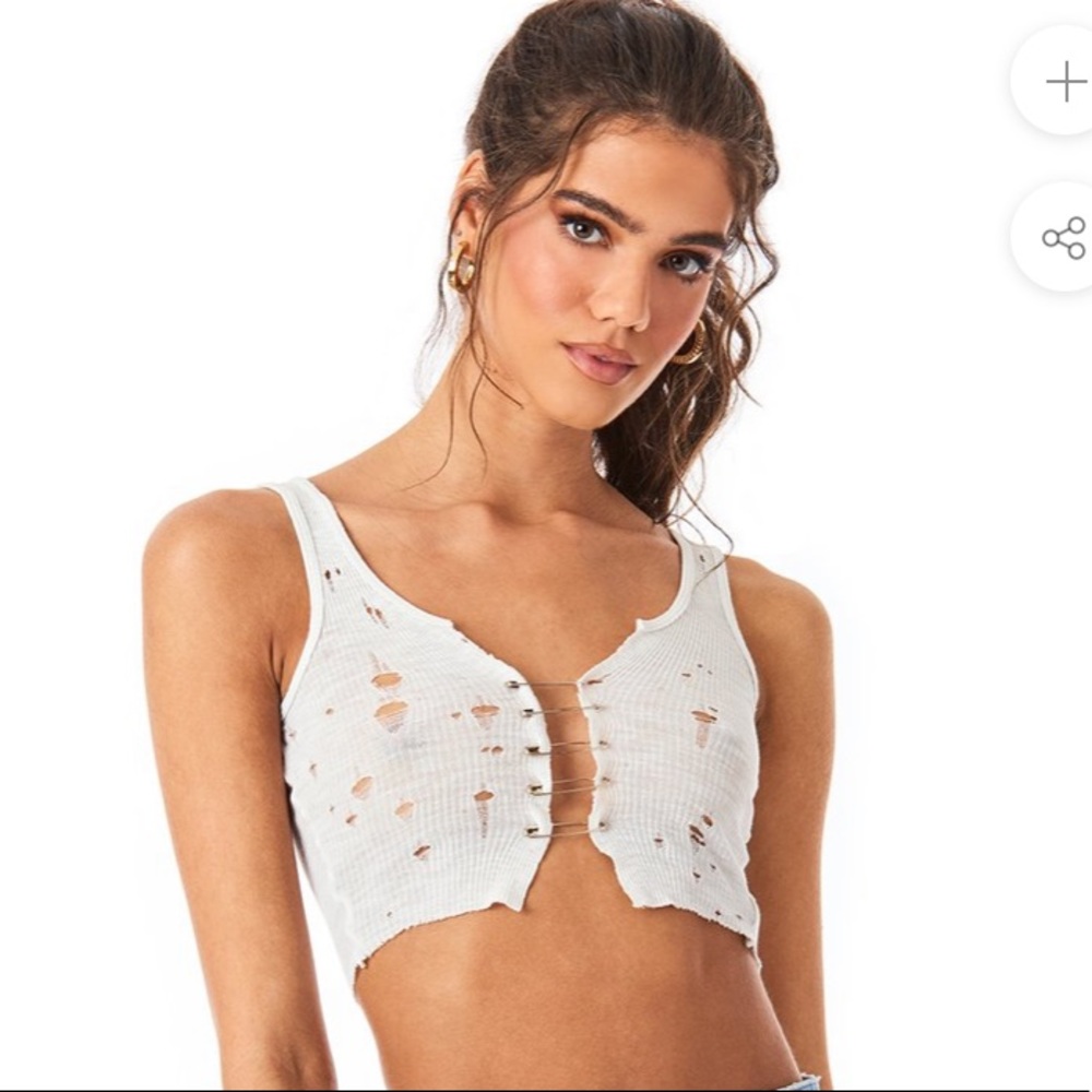 LF Cut out Front Safety Pin Poor boy Tank top